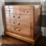F22. 4-Drawer leather top chest. 30”h x 30”w x 16”d 